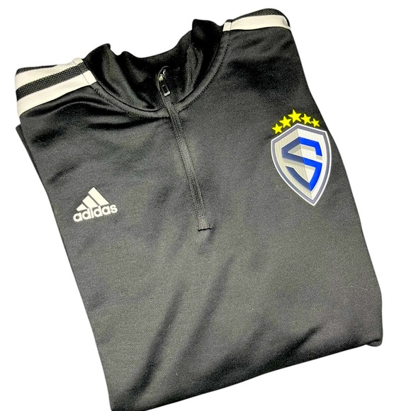 ~ Adidas Black Quarter-Zip Pullover Size Large - Picture 1 of 7